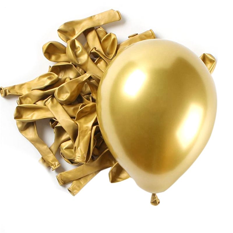 BRADOO 100Pcs Gold Metallic Chrome Latex Balloons, 5Inch Round Helium Balloons for Wedding Graduation Anniversary Baby Shower