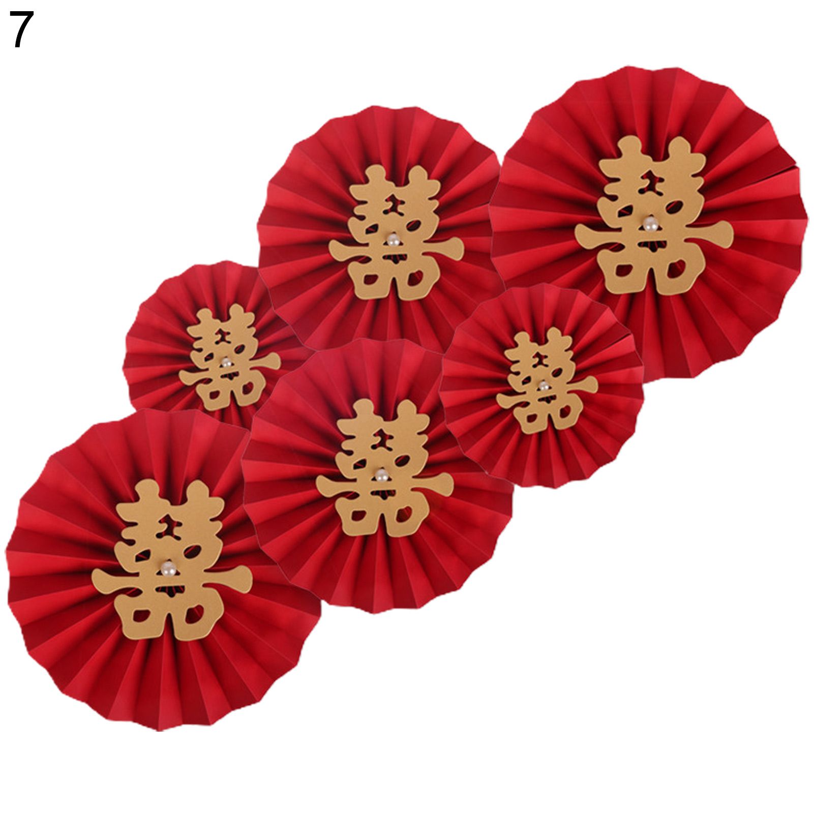 Red Paper Fan Nice-looking Double-sided Design Party Paper Fan