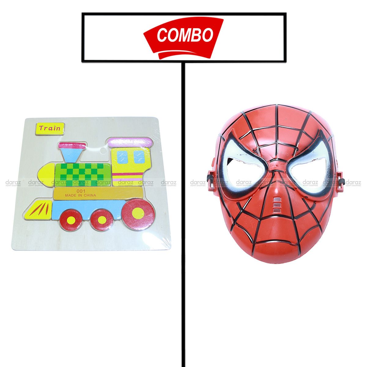 TRAIN PUZZLE GAME & SPIDER MAN COSTUME MASK COMBO
