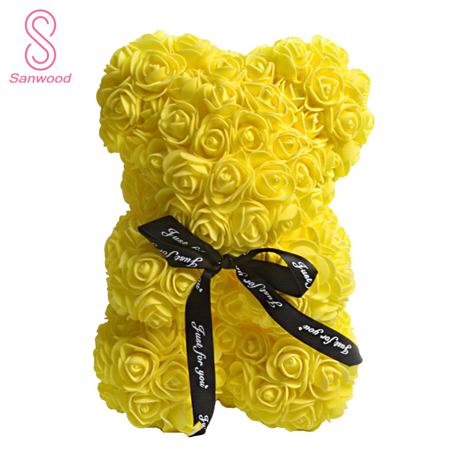 Fake Flower Ornament Touch Cute 10 Inch Teddybear Artificial Rose Decor