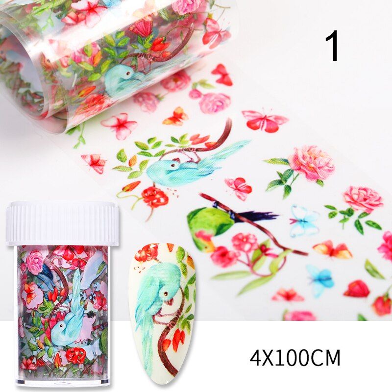 Rose Flower Series Nail Foil Transfer Butterfly Nail Foil Sticker Mix Flower Nail Art Transfer Sticker Nail Art DIY Accessories