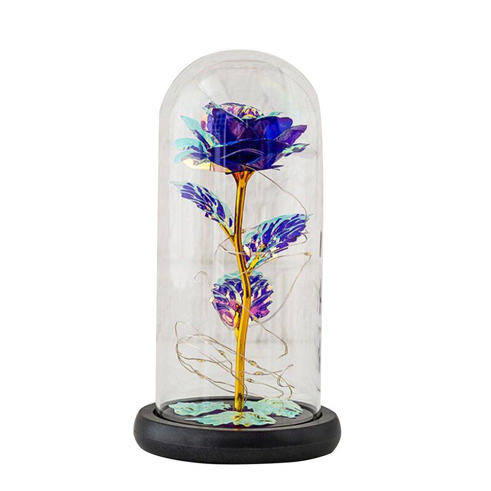 Rose Flower Glass Cover Luminous Led Gift Eternal Flower Glass Led Light