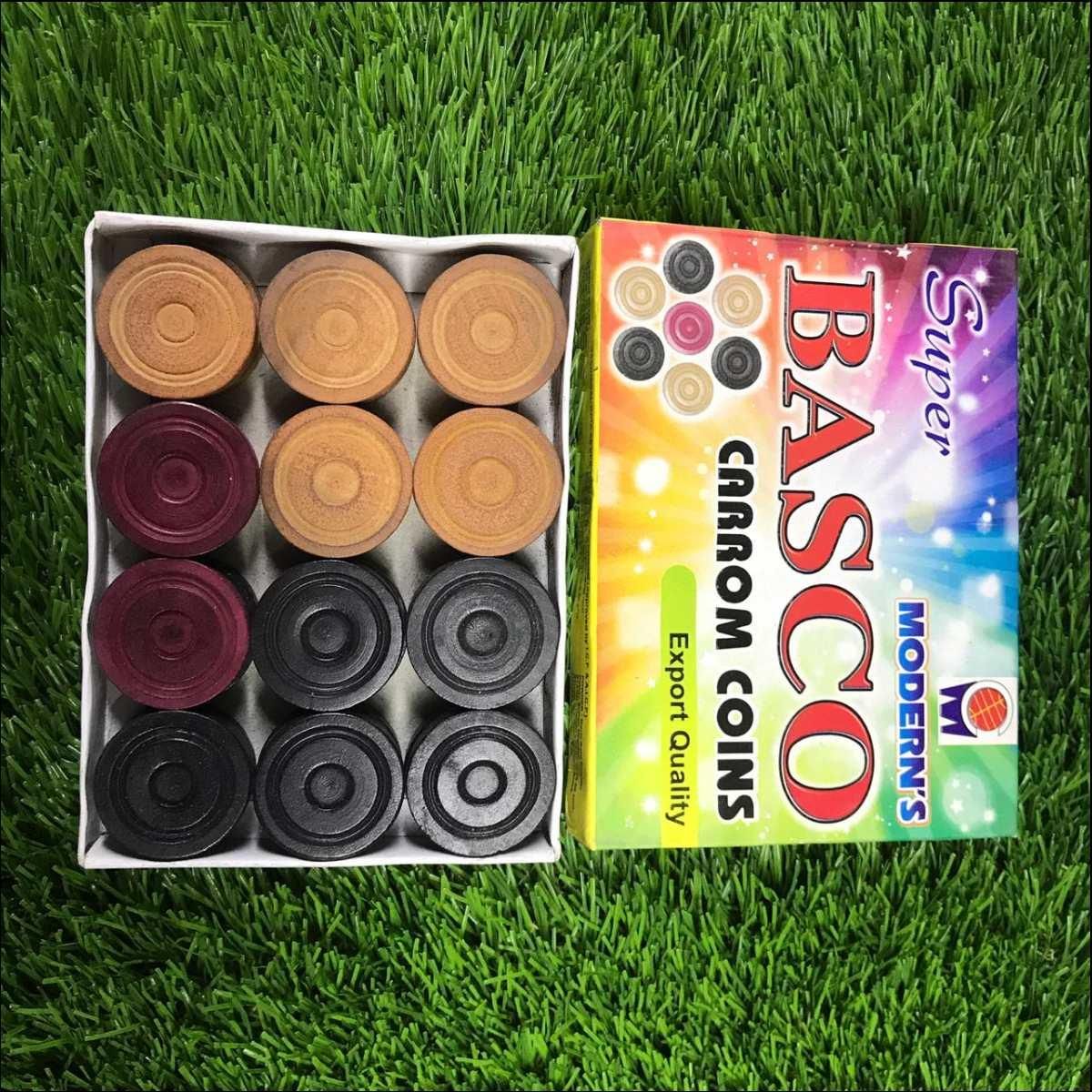 Wooden Carrom Coin with  5 pcs Coin Extra (2 white, 2 black and 1 red)