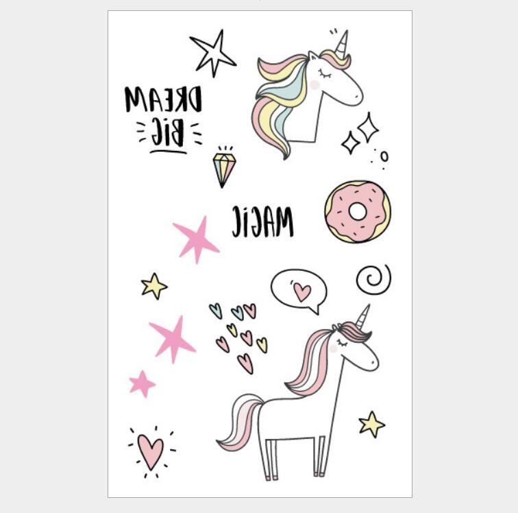 Cute Cartoon Unicorn Tattoo for Kid Cute Fake Taty Children Body Art Waterproof Temporary Tattoo Sticker