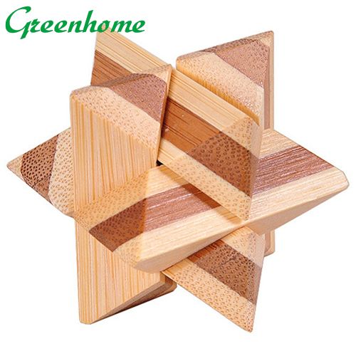 Greenhome Wooden Kongming Lock Brain Teaser Puzzle Children Adults Educational Game Toy