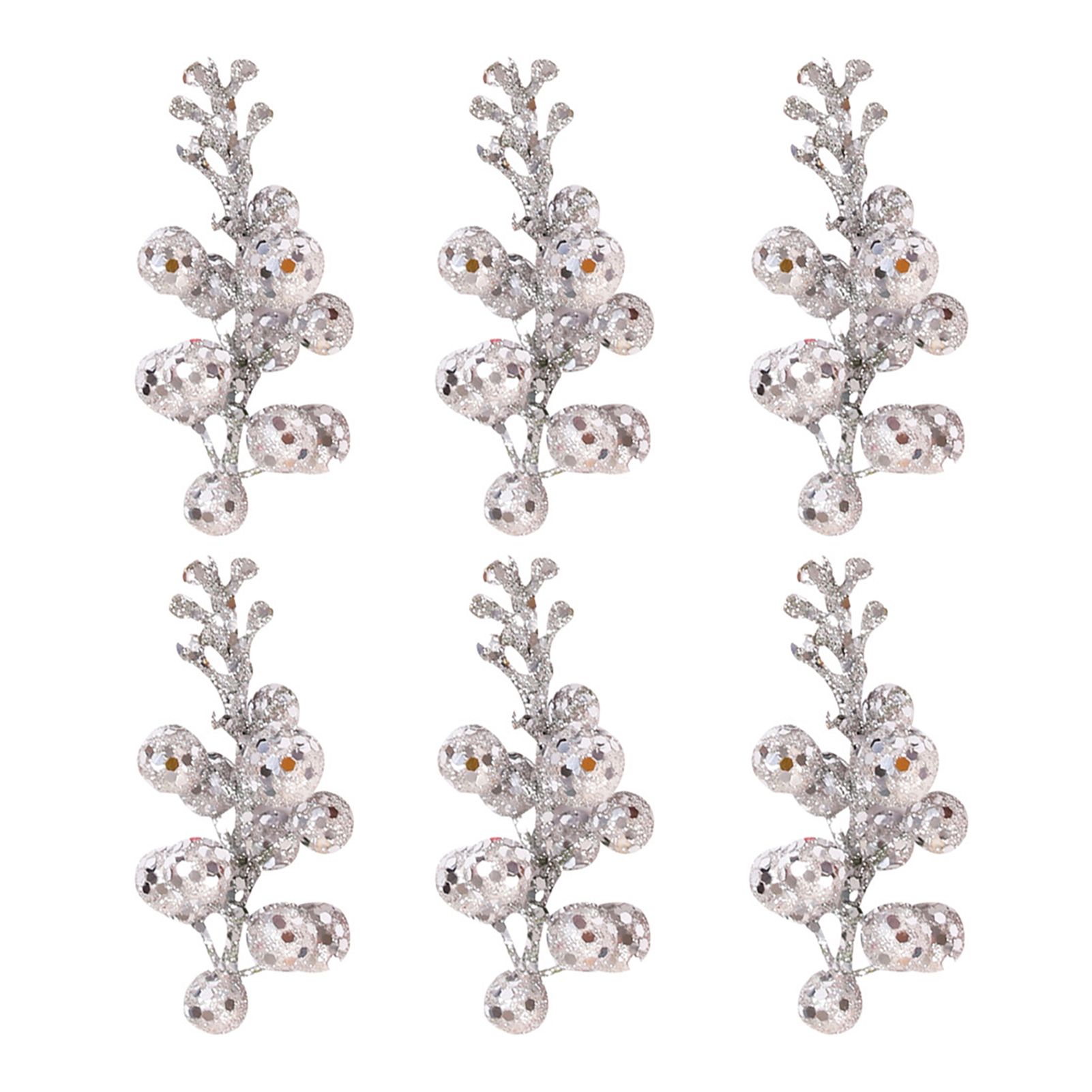 Xmas Flower Branch Glittery Artificial Glittery Berry Picks Stems