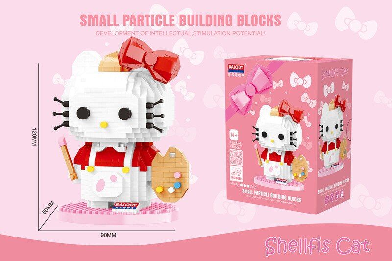 Balody Cartoon Kitty Diamond Blocks Hi Building Toys Cat Anime Action Figures Small Assembled Bricks Toys for Children 18099