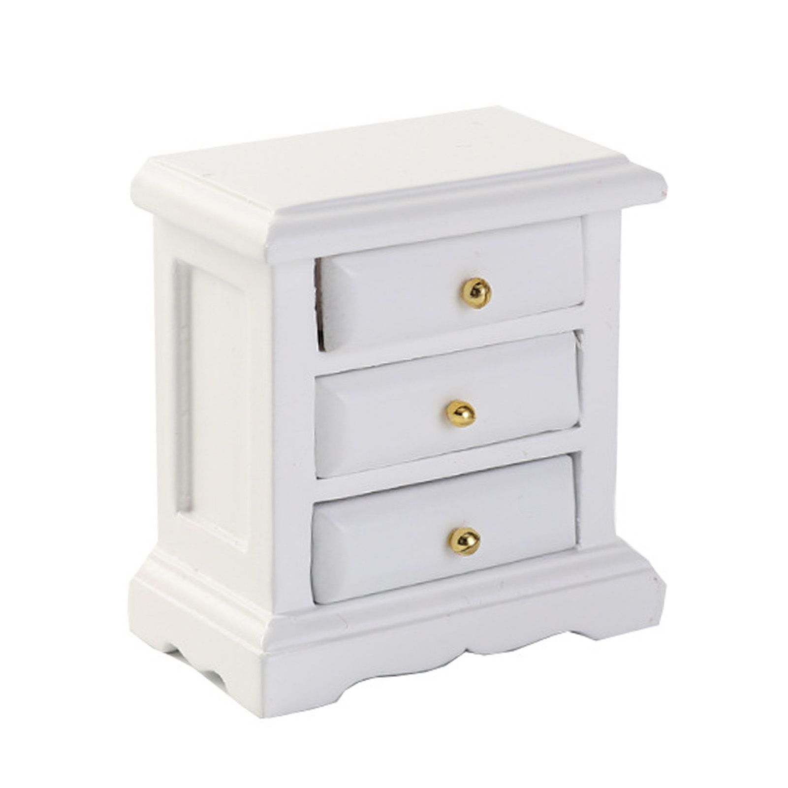 1/12 Dollhouse Mini Exquisite Wooden Furniture Bedside Drawer Cabinet Model Toy