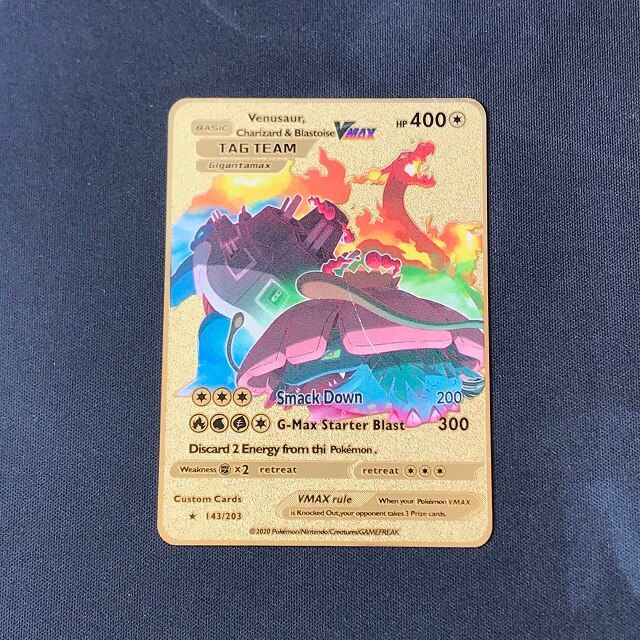 HOT Selling Anime Battle Pokemon Cards Gold Metal GX EX Card Charizard Pikachu Collection Card Action Figure Model Child Toy Gif