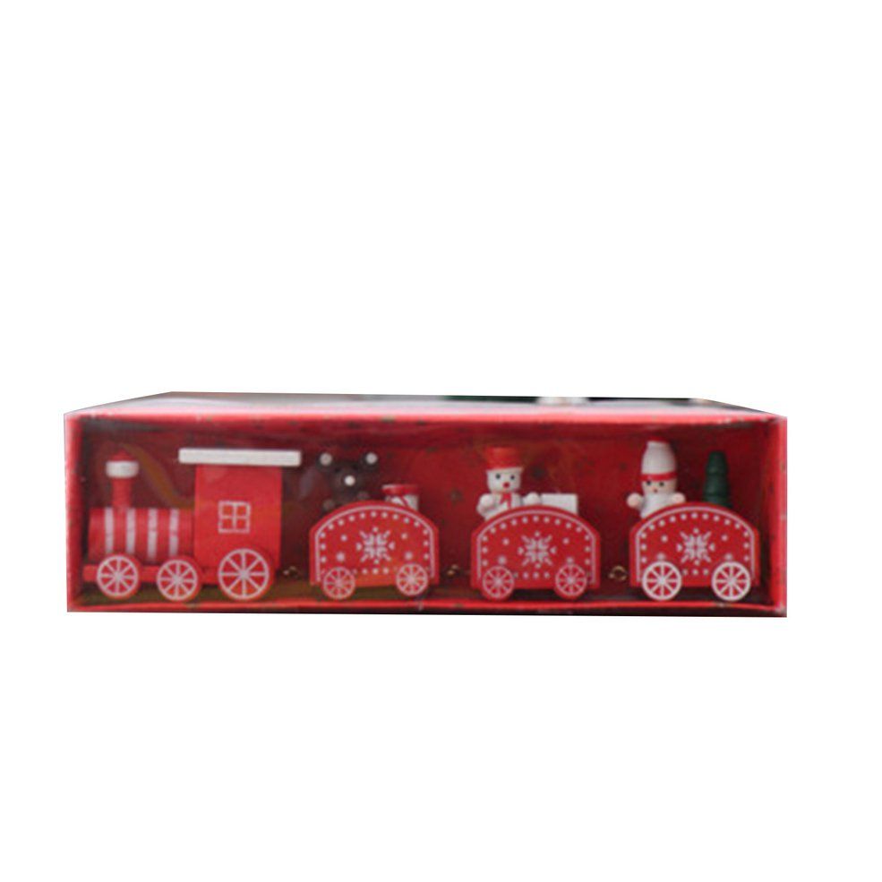Wooden Train Ornament With Reindder Figurine Wooden Mini Train Kids Gift Toys