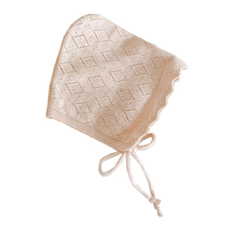 1 Pc Baby Girl Hats Cotton Solid Color Baby Hats & Caps For 0-24 Months Newborn Babies Knitted Hat With Lace Flowers