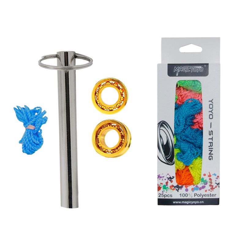 Magicyoyo 1 Set 2 Metal Yoyo 10 Ball Bearings + Bearing Remover & 25Pcs  Polyester Professional Yoyo Strings for Responsive and Unresponsive Yoyos,Random Color - Photo Color