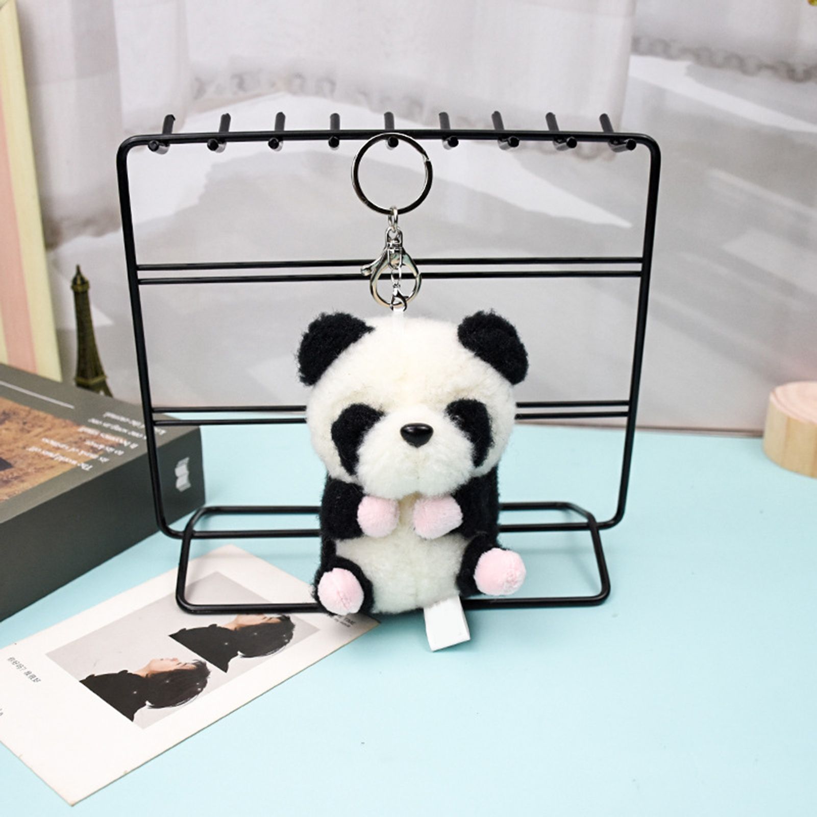 Plush Toy Eye-Catching Skin-Friendly Fluffy Panda Stuffed Children Pendant for Daily Use