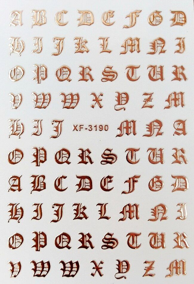 Text Tag LOVE Nail Sticker for Nails Decoration Gold Black Back Glue ON Label Decals Manicure Design Nail Art Stickers Letter