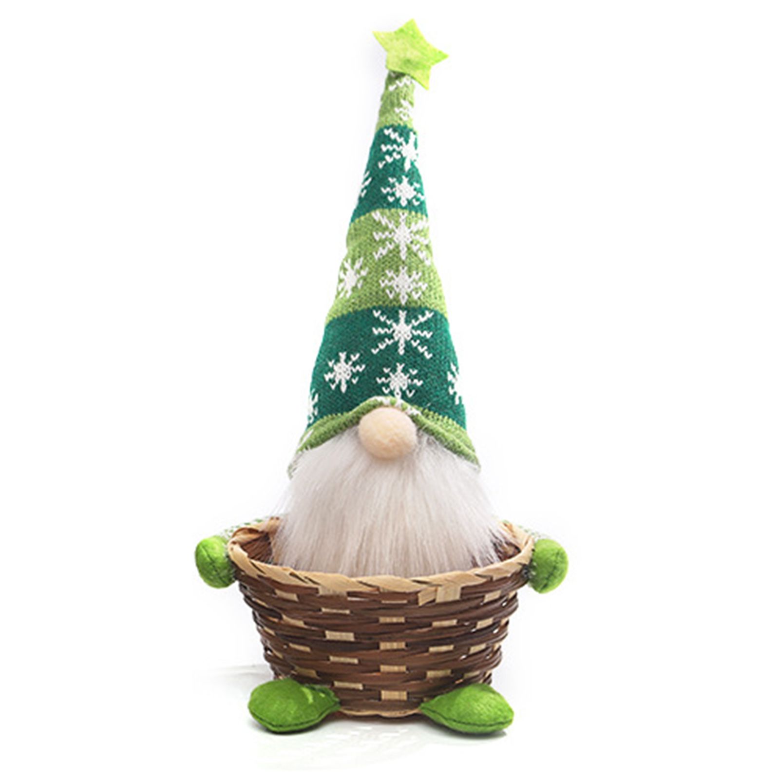 Faceless Doll Snowflake Pattern Festival Decor Basket Design Faceless Gnomes Old Man Doll for Christmas