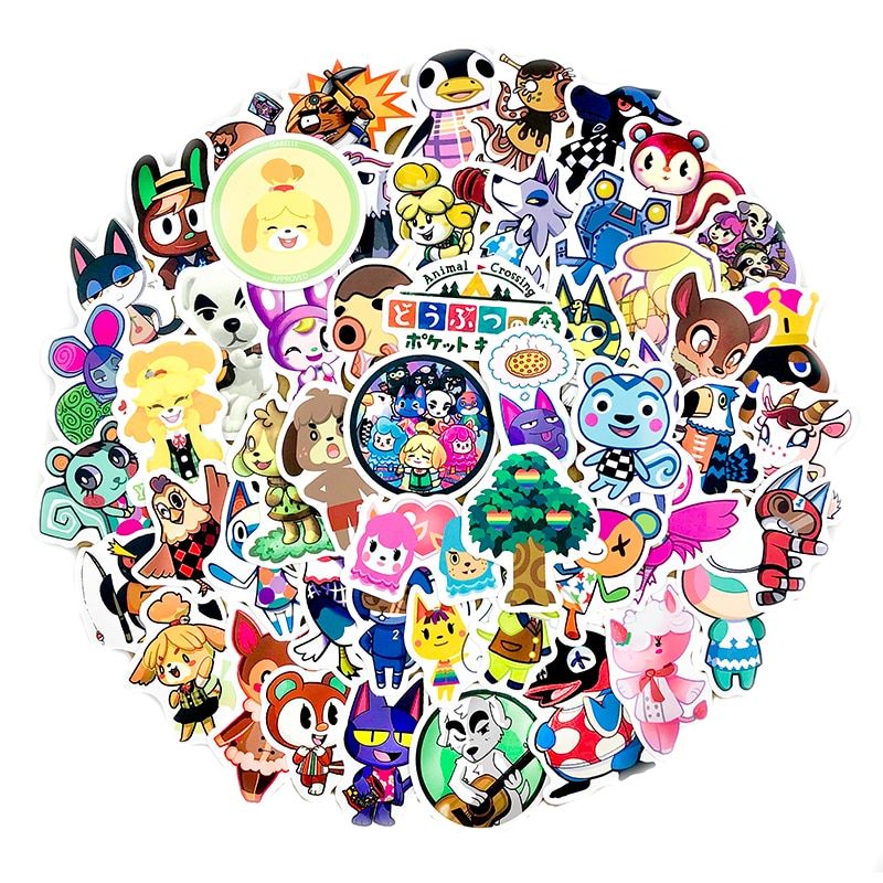 50Pcs Game Animal Crossing Cartoon Animation Sticker ForComputer Motorcycle Skateboard Guitar Toy Game Machine Children Gift