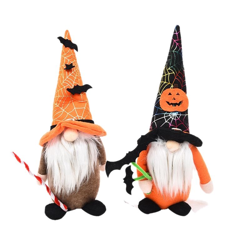 Halloween Gnomes Plush Decorations with Spider Bat Pumpkin Ornaments Halloween Table Creepy Decor for Home Party