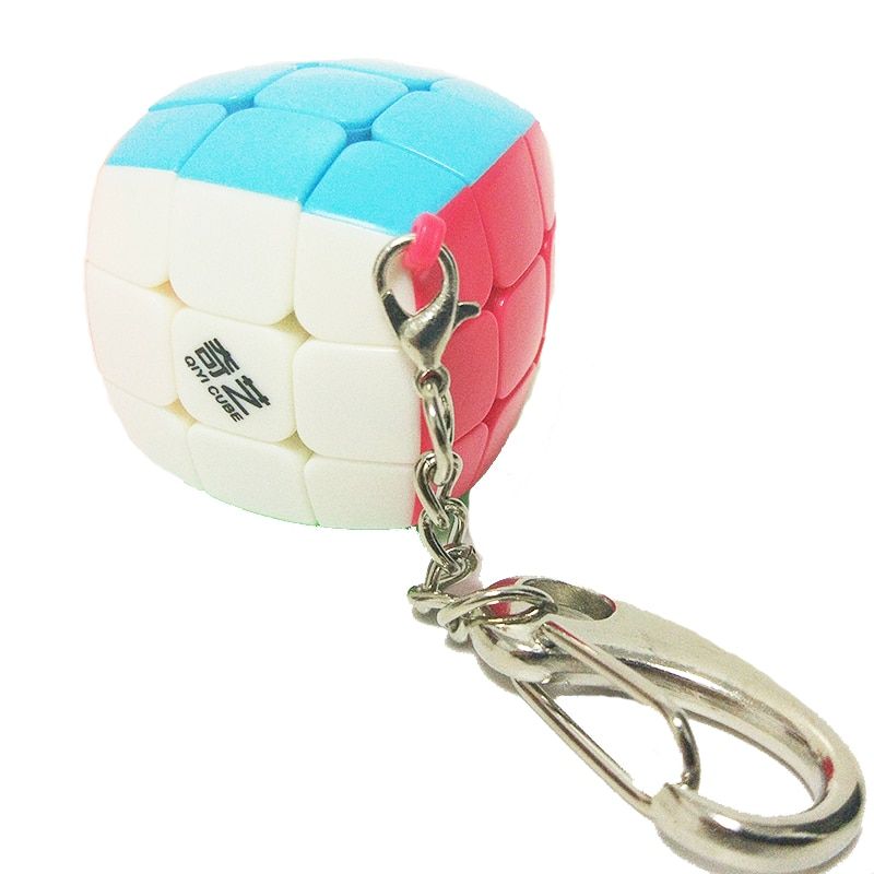 QiYi Mini Keychain Bun Cube 3x3x3 Pendant Chain Key Ring Mini Magic Cube 3x3 Small Speed Cube Puzzle Toys for Children Beginner