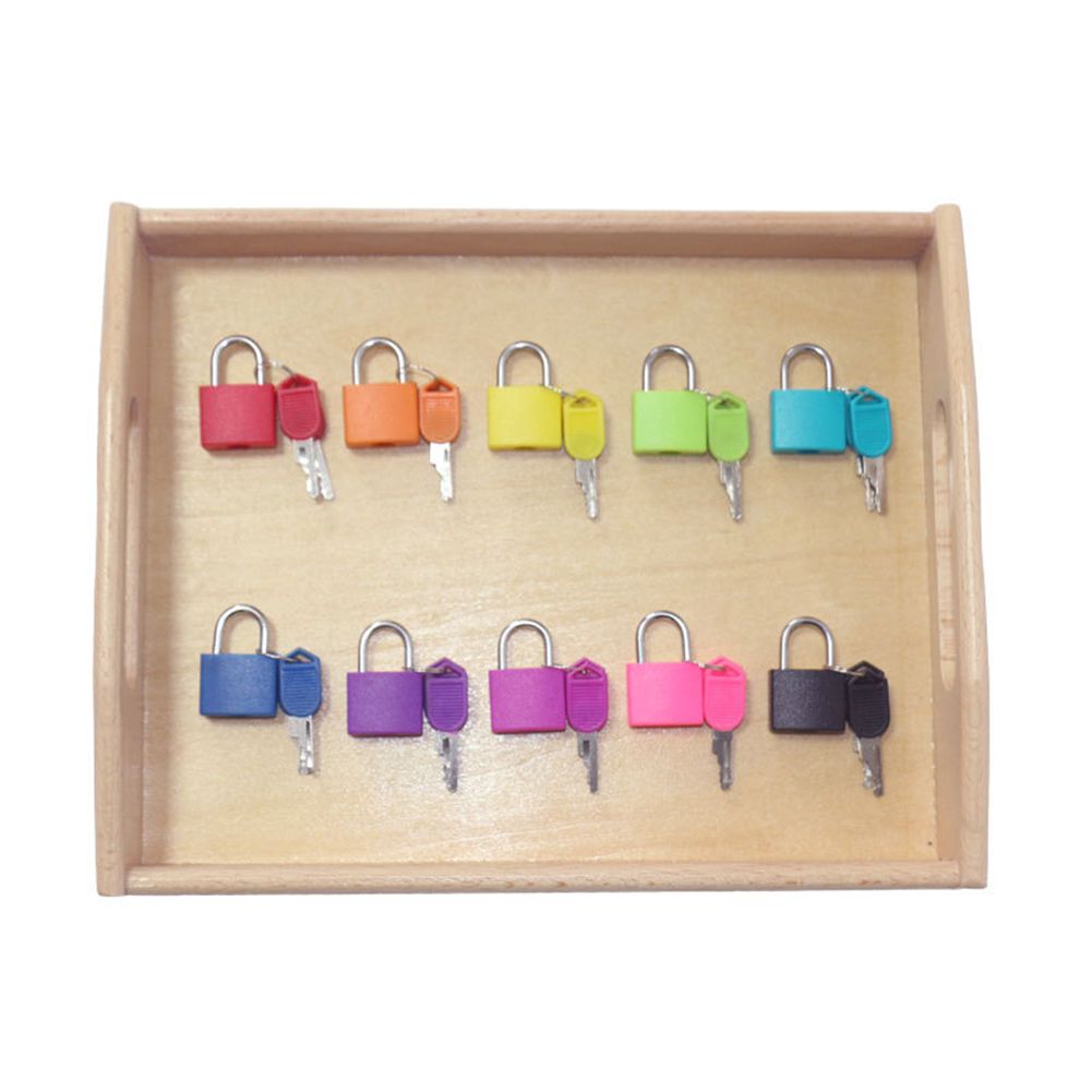 Kid Wooden Keys Locks Tray Montessori Preschool Learning Materials Education Toy