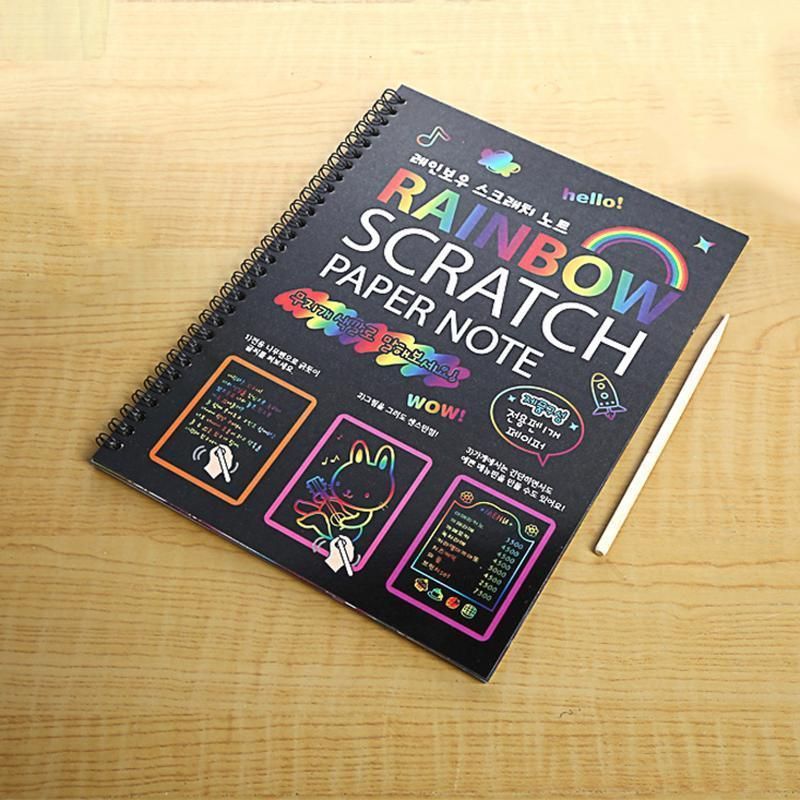 Children's Graffiti Painting Book Scratch Paper DIY Painting Drawing Notebook with Scatch Pen