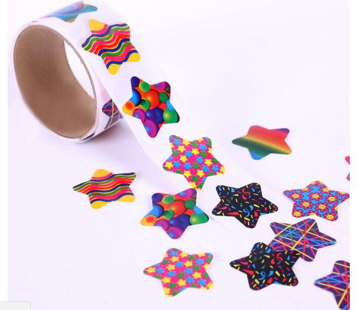 One Roll Creative Adhesive Tape With 100pcs variety styles Stickers For Children Cute School Stationery Stickers