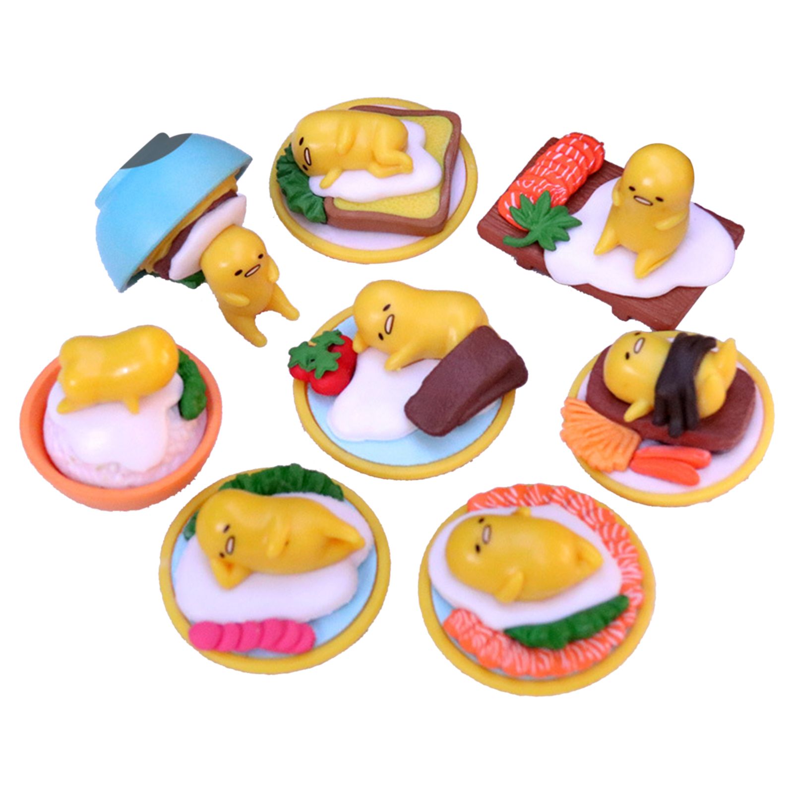 8Pcs/Set Interesting Postures Statue Anime Vivid PVC Gudetama Egg Figurine for Teenager