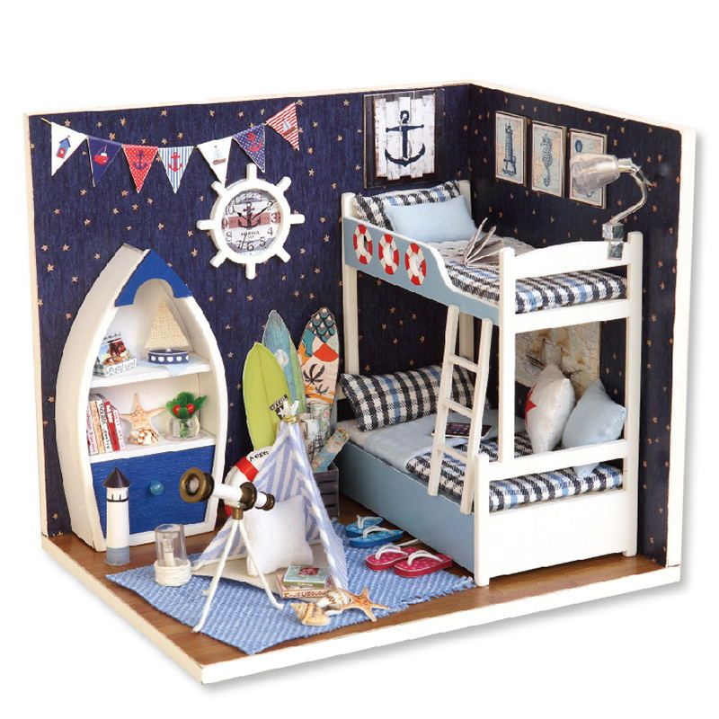 DIY Wooden House Miniaturas with Furniture DIY Miniature House Dollhouse Toys for Children Christmas and Birthday Gift H02