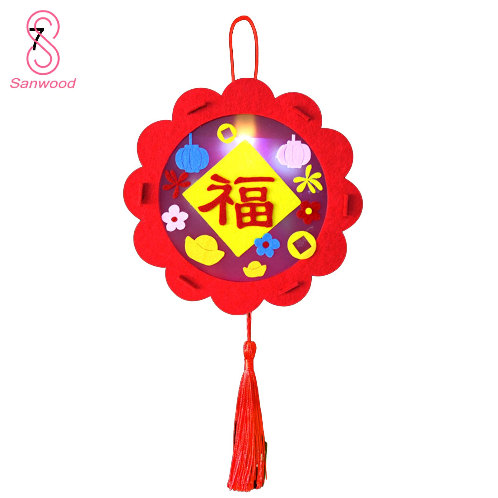 Lantern Toy Cartoon Pattern Chinese New Year DIY LED Print Lantern Toy