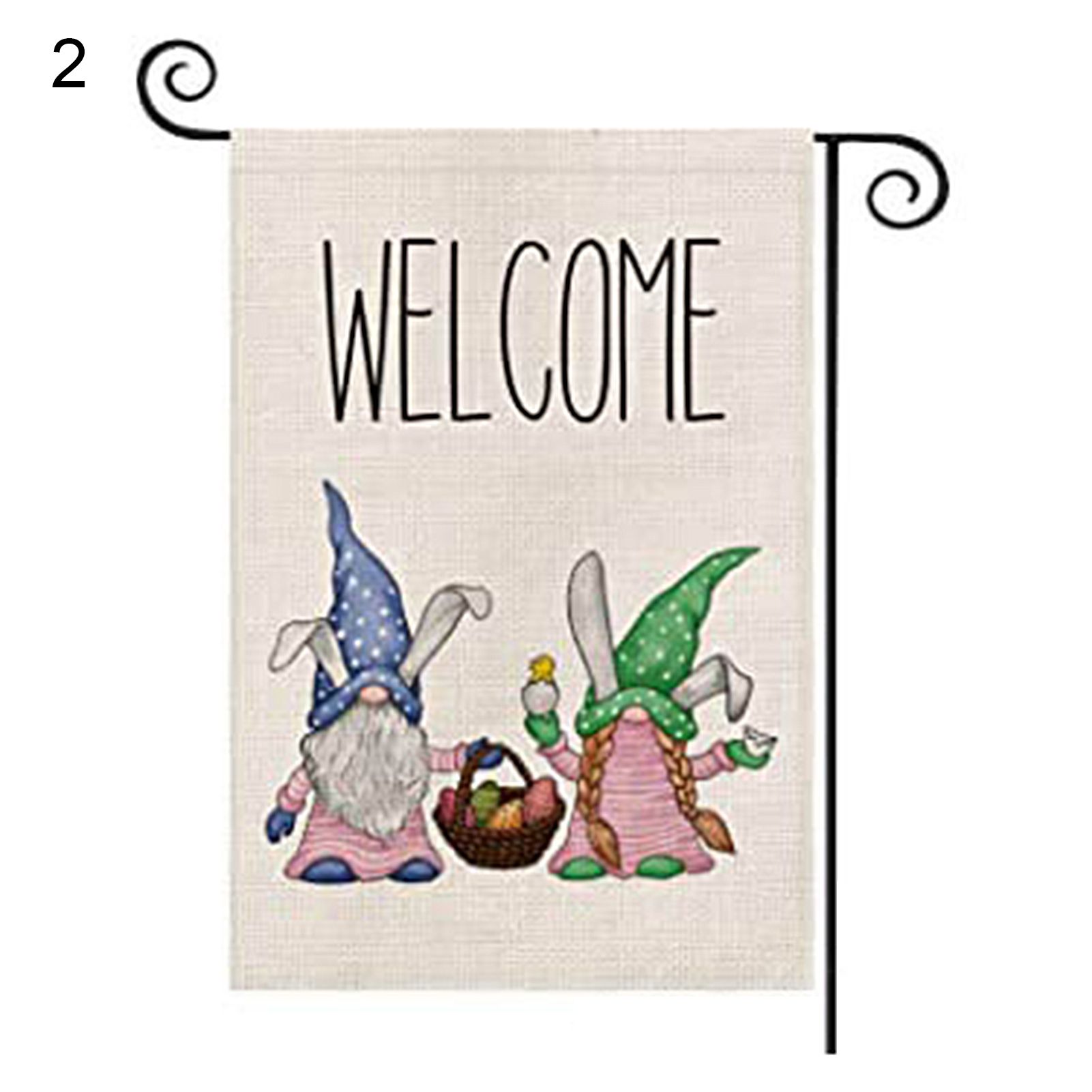 Double Sided Cartoon Rabbit Printing Flag Banner Easter Festival Party Decor