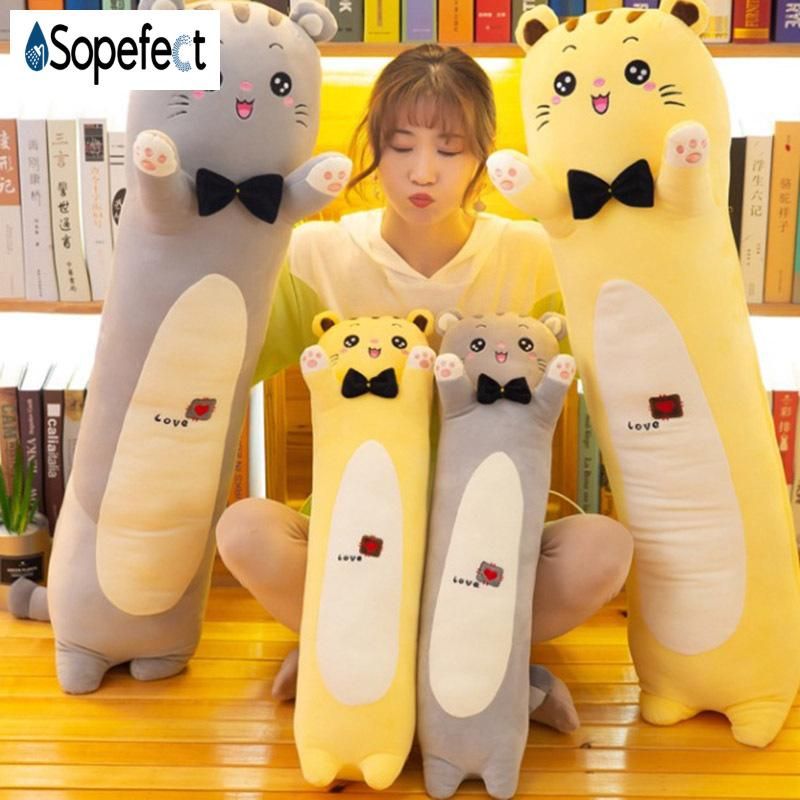 Sopefect Cats Long Strip Pillow Bed Lazy Cats Long Plush Pillow Toy Bedroom Living Room