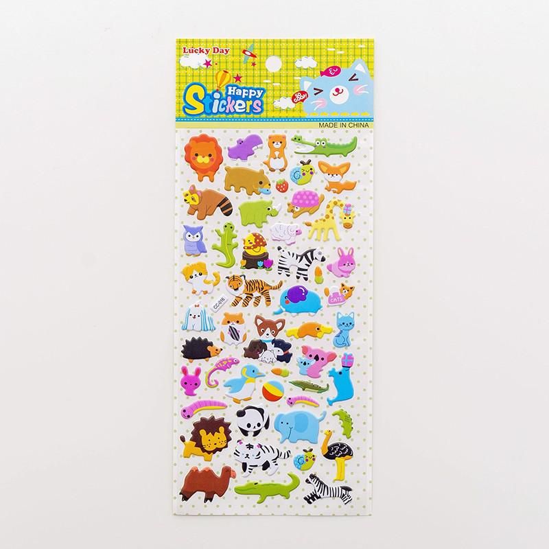 3d Children Cute Bubble Stickers Animal Kawaii Laptop Cartoon Car Bike Skateboard Notebook Waterproof Stickers Education For Kid
