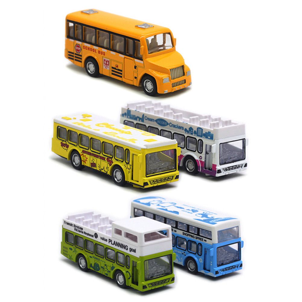 5Pcs Alloy Pull Back Multiple Type Bus Model Children Toy Car Collection Gift