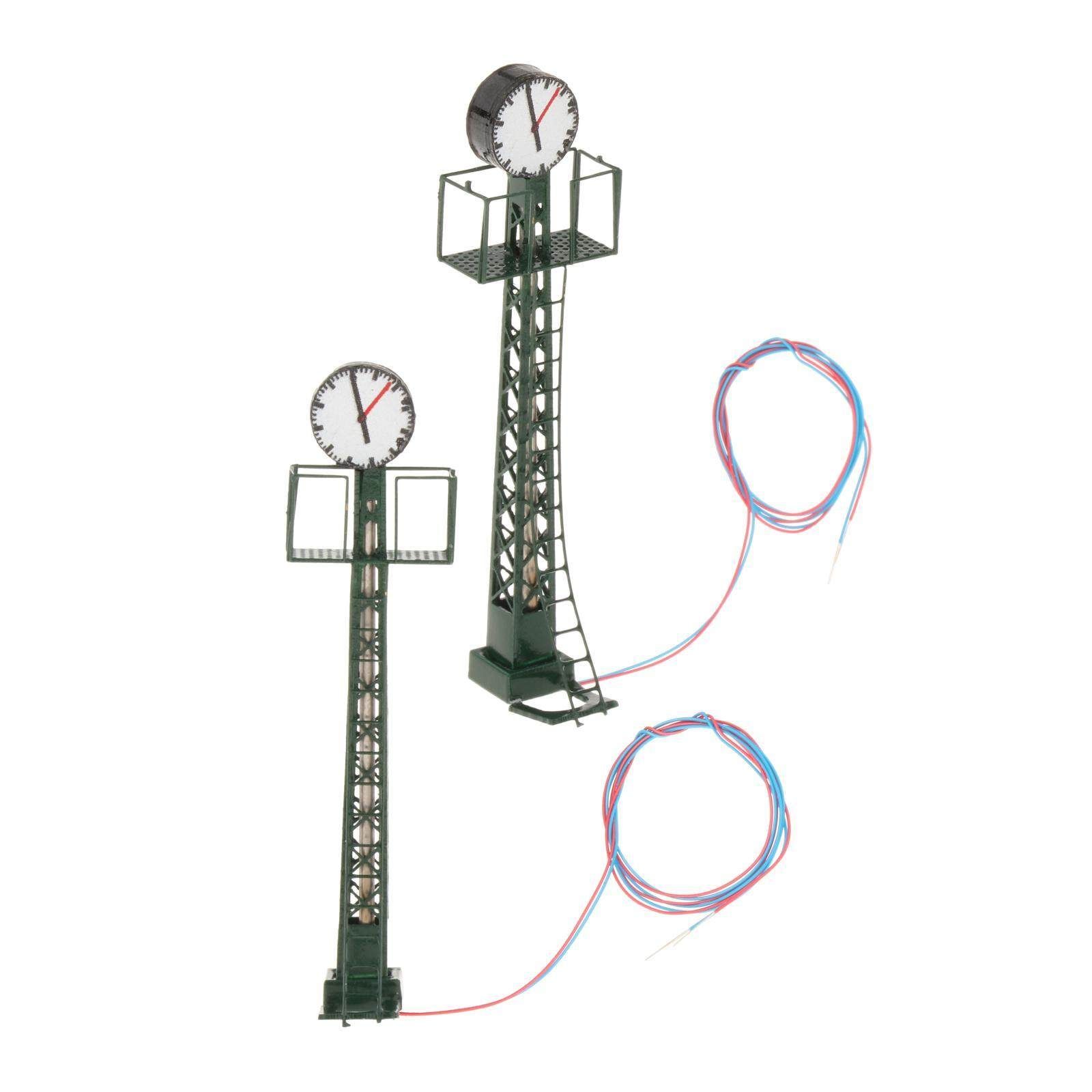 2 Pieces Model Railway Lights Ho Scale Lattice Mast Lamp for Fairy Garden Lighting Accessories