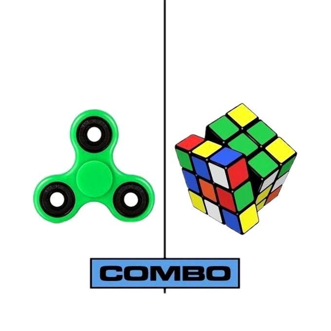 Combo of Fidget Spinner and Rubik Cube - Multi-color