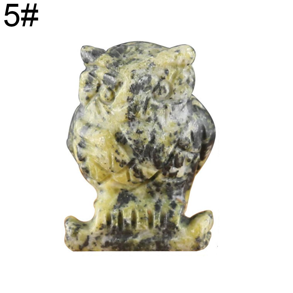 40mm Carved Stone Owl Bird Figurine Gift Craft Ornament Feng Shui Desktop Decor(null)