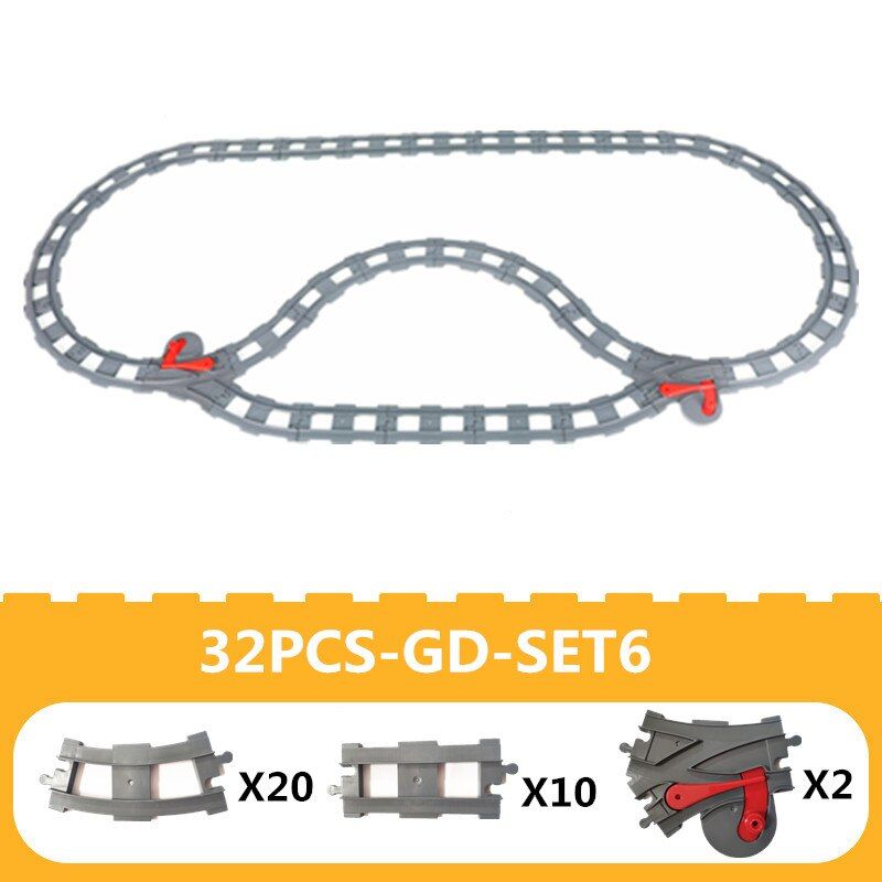 Big Size Diy Building Blocks Train Track Accessories Curved Bridge Compatible with duploed Educational Toys for Children Gifts