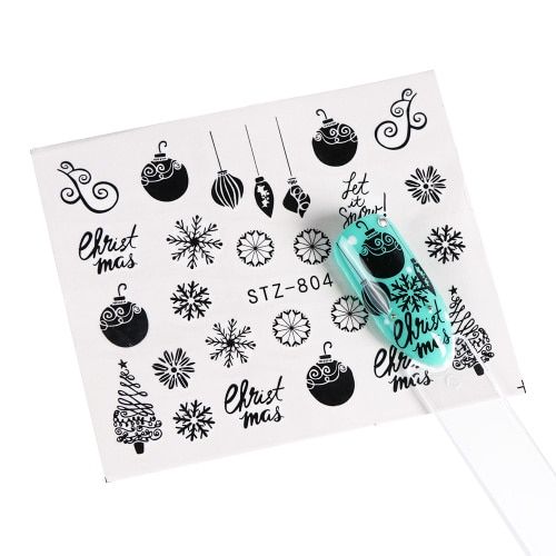 1pcs Water Nail Decals Xmas New Year Decorations Stickers For Nails Santa Claus Gift Sliders Tattoo Manicure Decor TRSTZ797-808