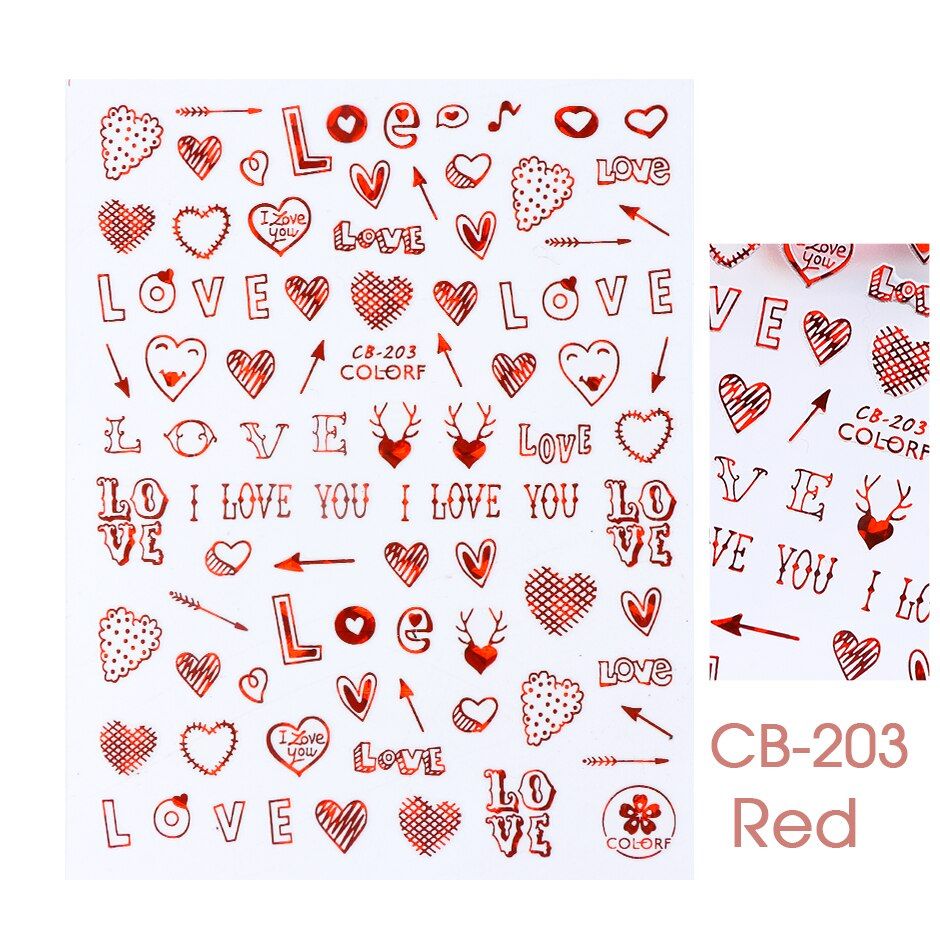 Red Black 3D Nail Stickers Decals Rose Floral Adhesive Charms Face Abstract Slider Polish Foils Manicure Nails Art CHCB196-203-1