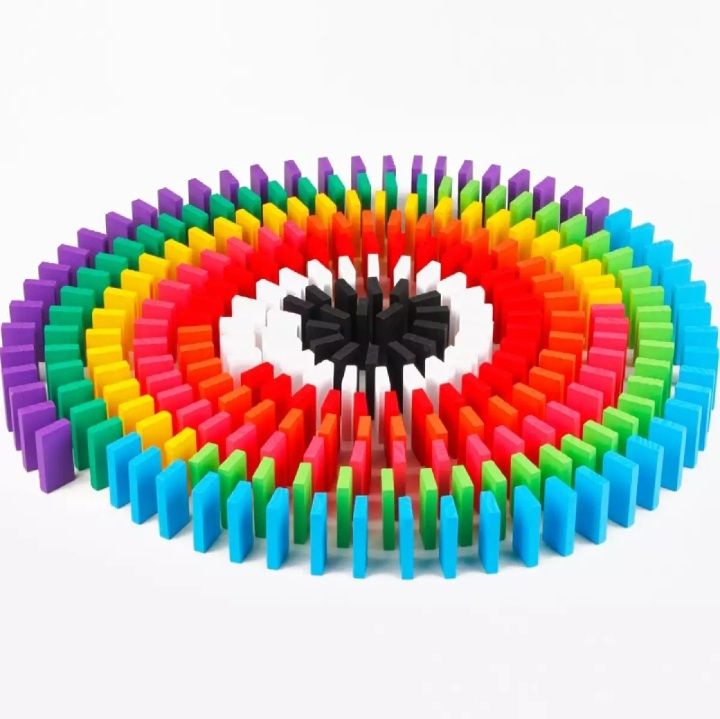 100Pcs/Set Colorful Dominoes Wooden Blocks Bright Dominoes Games Educational Toys For Kid