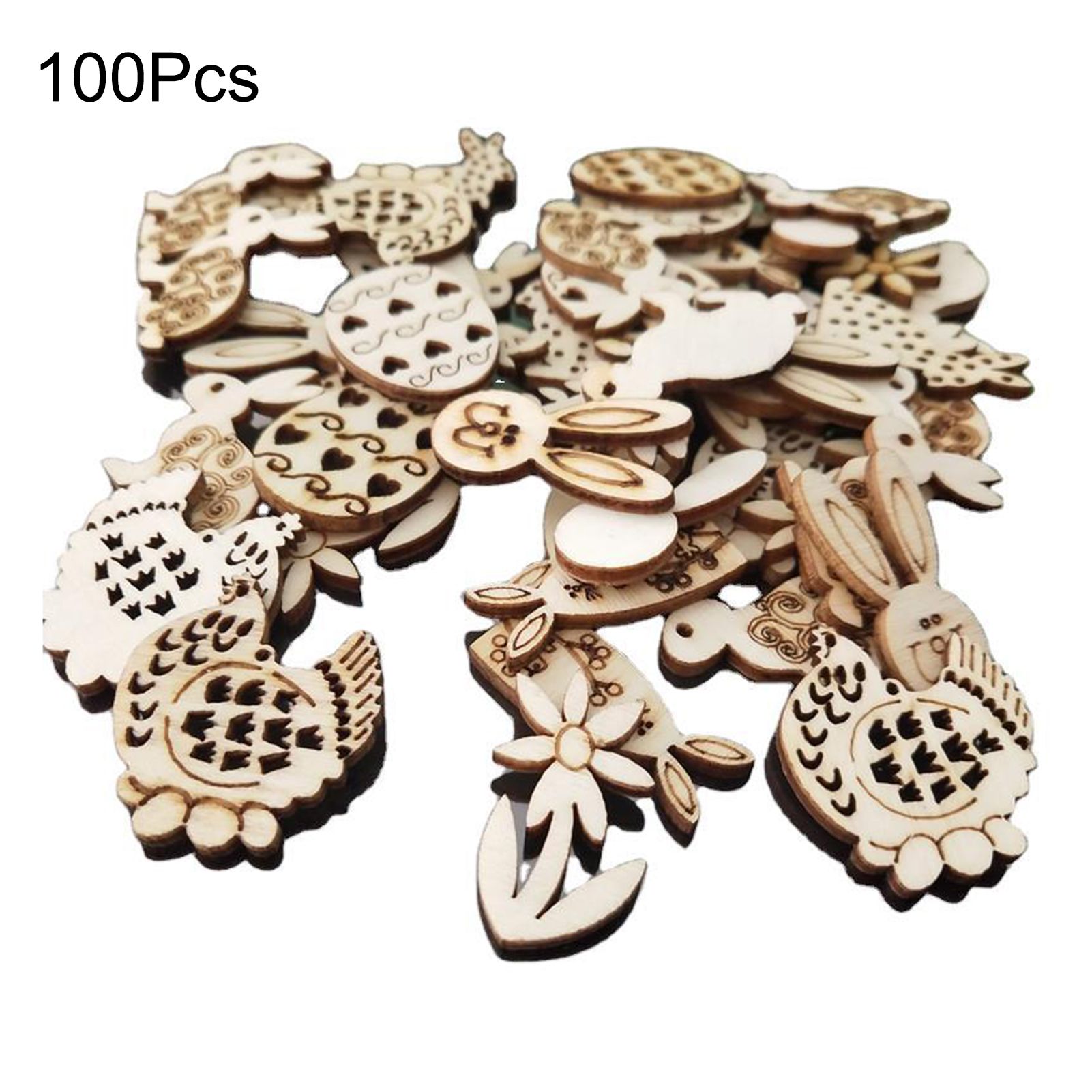 Easter Rabbit Wood Chips Random Pattern Multifunctional Easter Wood Craft