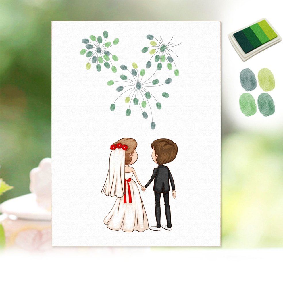 HA European Wedding Canvas Fingerprint Signature Painting Wedding Decoration