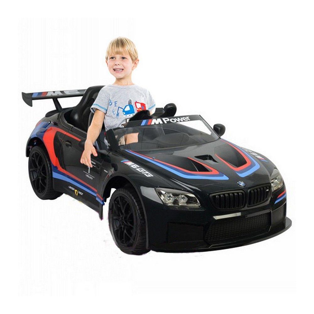Electrical car for children BMW M6 GT3 (black) soft wheels, leather seat