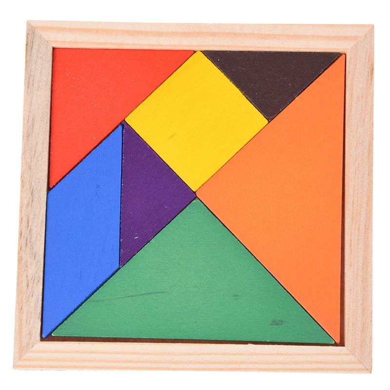 Educational Wooden Seven Piece Puzzle Jigsaw Tangram Brain Teasers Baby Toy