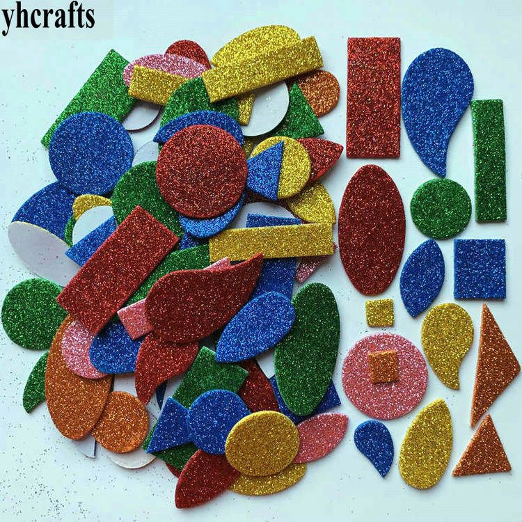 1bag/LOT.Mixed glitter heart foam stickers Baby room decoration Early learning educational toys Kindergarten craft diy toys OEM