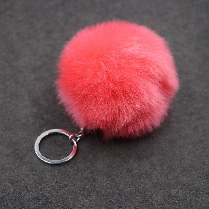 1pcs Soft Ball Plush Keychain Simple Ball Pompon Pendant Pompom Artificial Rabbit Animal Keychains Woman Car Bag KeyRing Toy