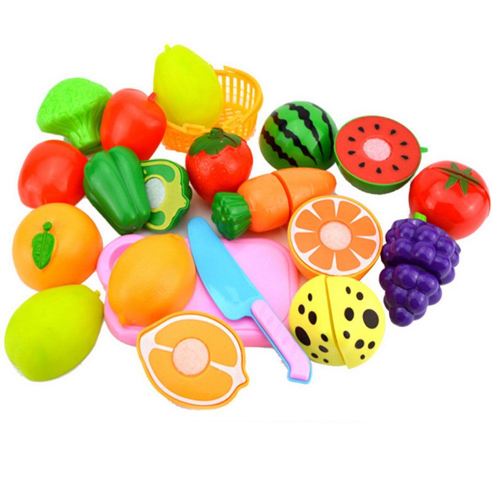 HA Fruit Cutting Set Role Play Pretend Reusable Fruit Vegetable Food ToyA1501-Multi color mixed