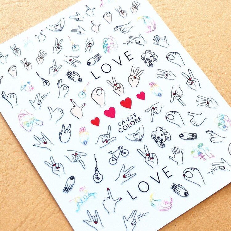 est CA-662 663 abstract lady design 3D nail sticker back glue nail decals DIY decoration accessory