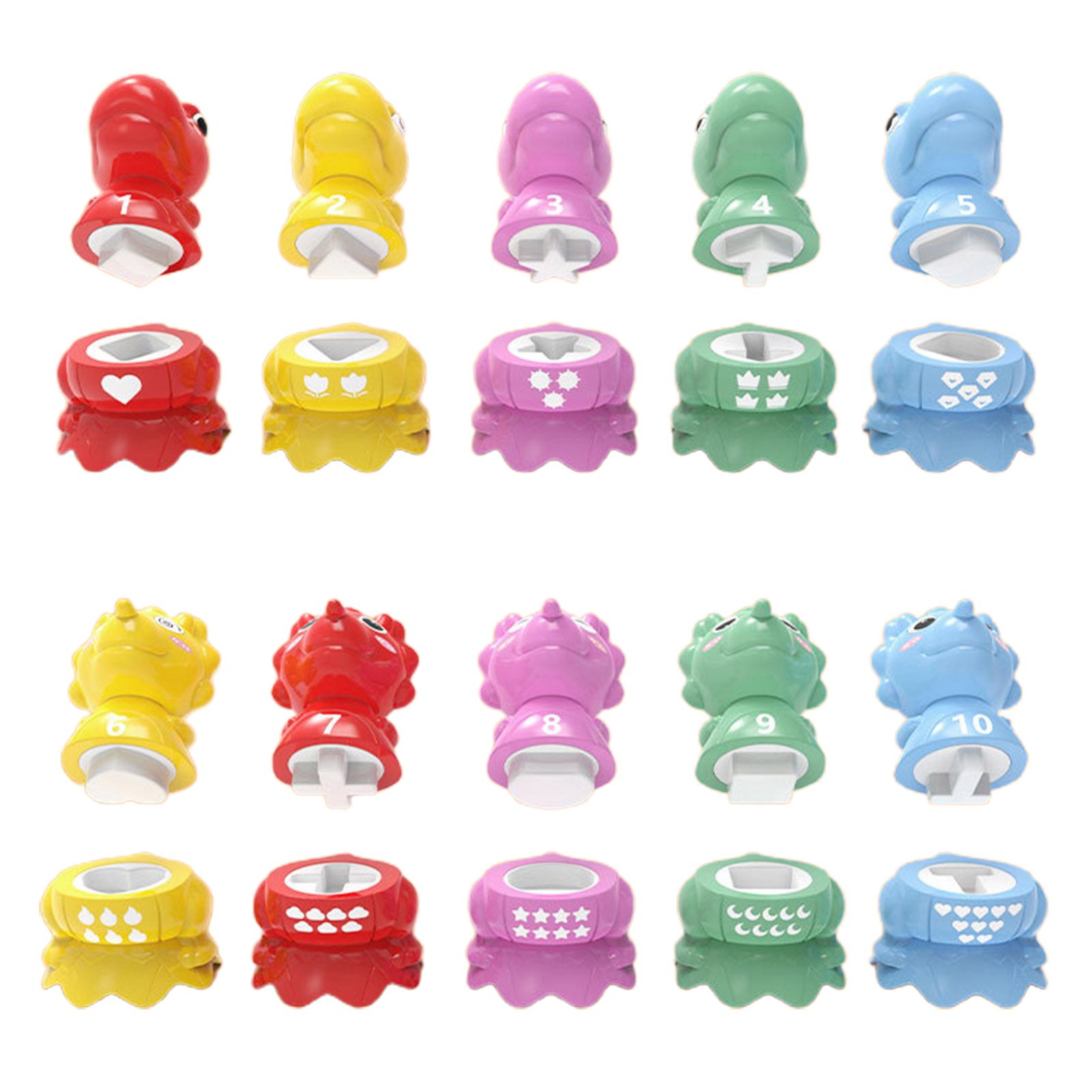 Childrenworld Geometry Shape Matching Toy Smooth Edge Dinosaur Shape Number Stked Matching Puzzle Game
