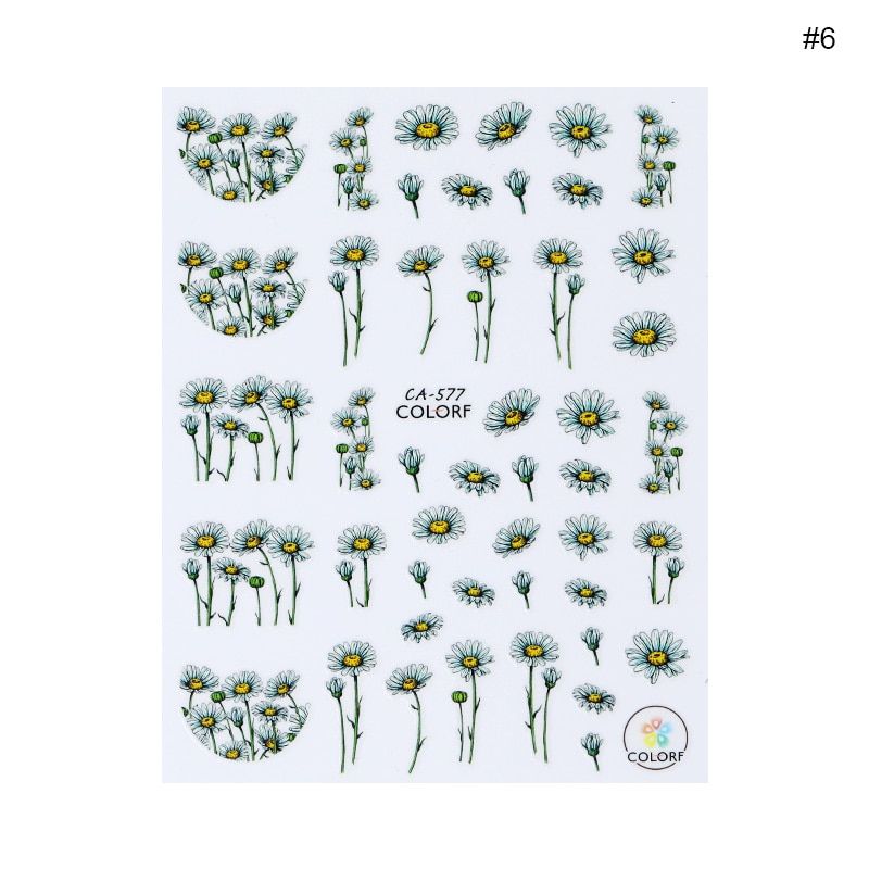 3D Nail Sticker With Colorful Flowers And Leaves Tropical Beach Style Nail Sticker DIY Nail Art Accessories