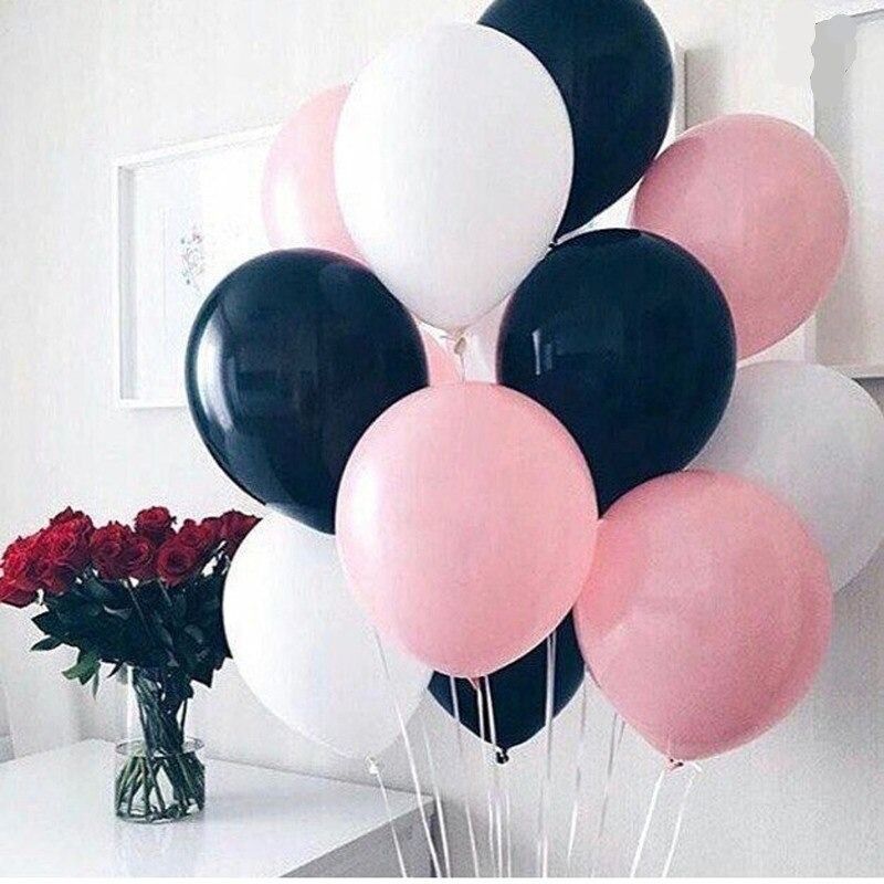 20pcs White, Black & Pink Matel Latex Balloon